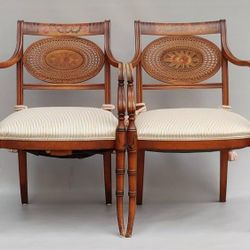 SET OF 4 ROBERT W. IRWIN REGENCY-STYLE HAND-PAINTED CHAIRS
