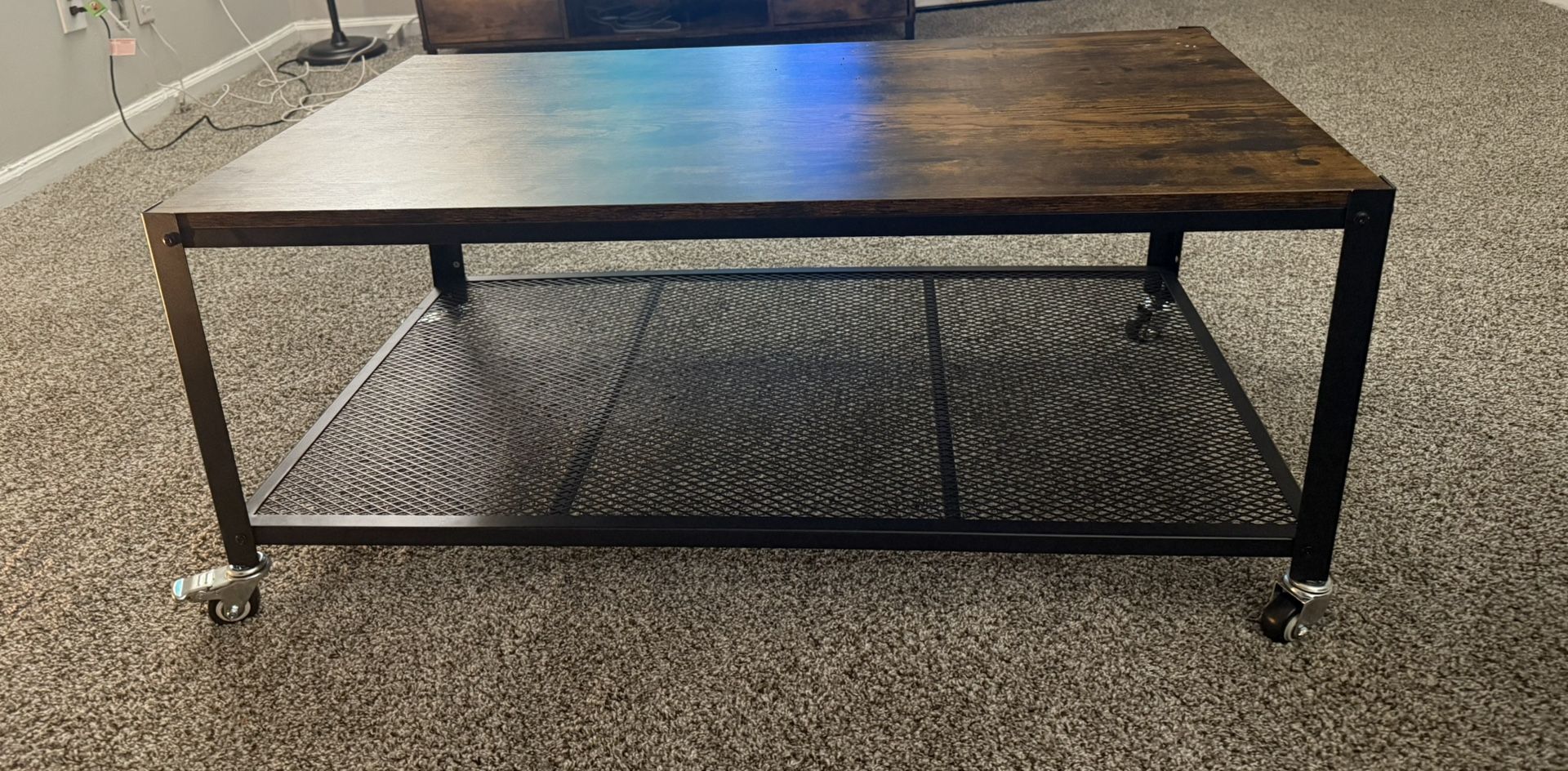 ☕ Modern Rectangular Coffee Table – Black/Mahogany