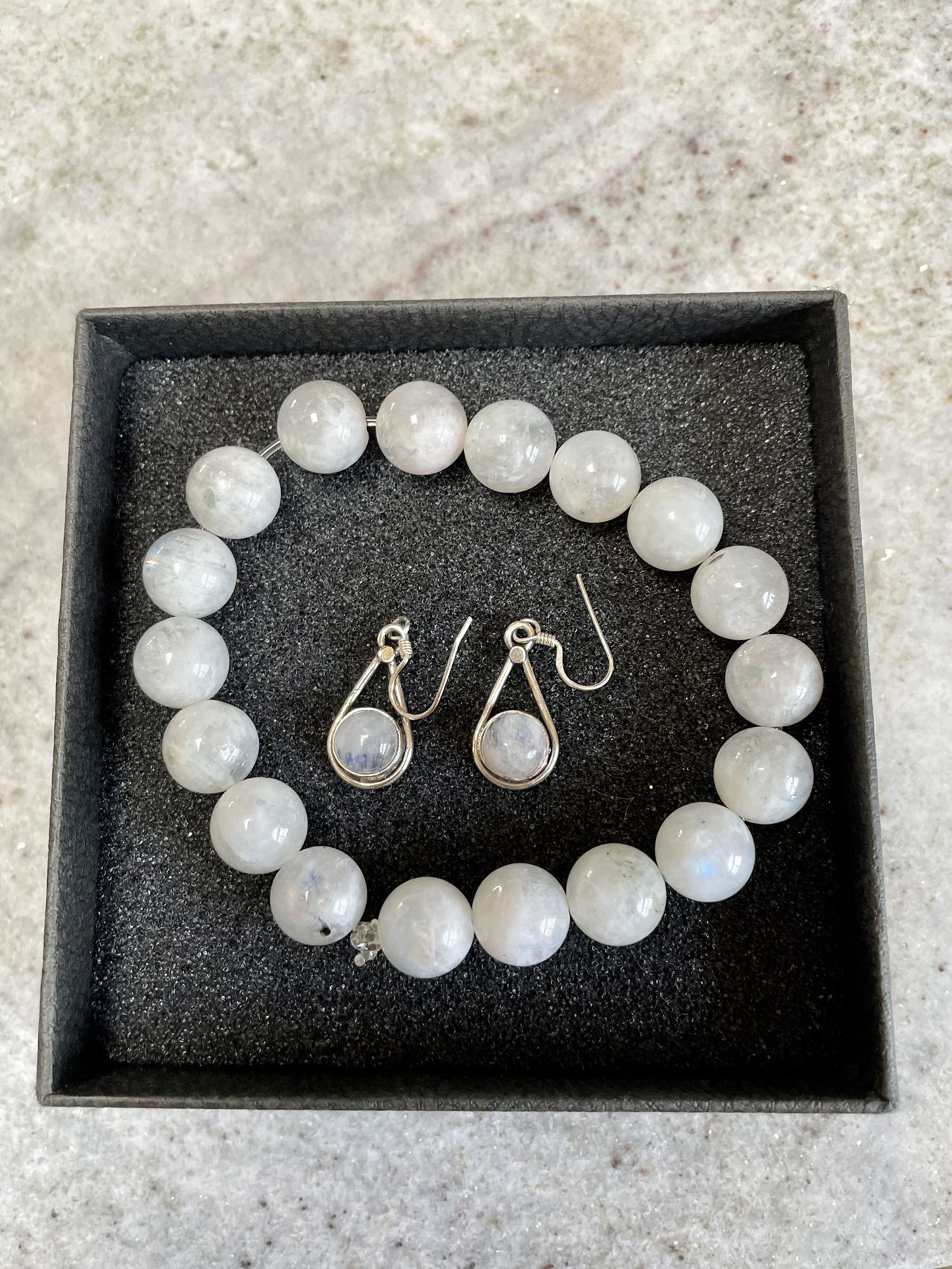 Moonstone Set Sterling Earrings And Bracelet 
