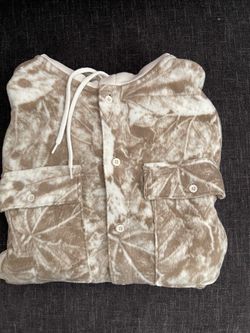 Fleece Hooded Shirt Jacket woodland Pattern
