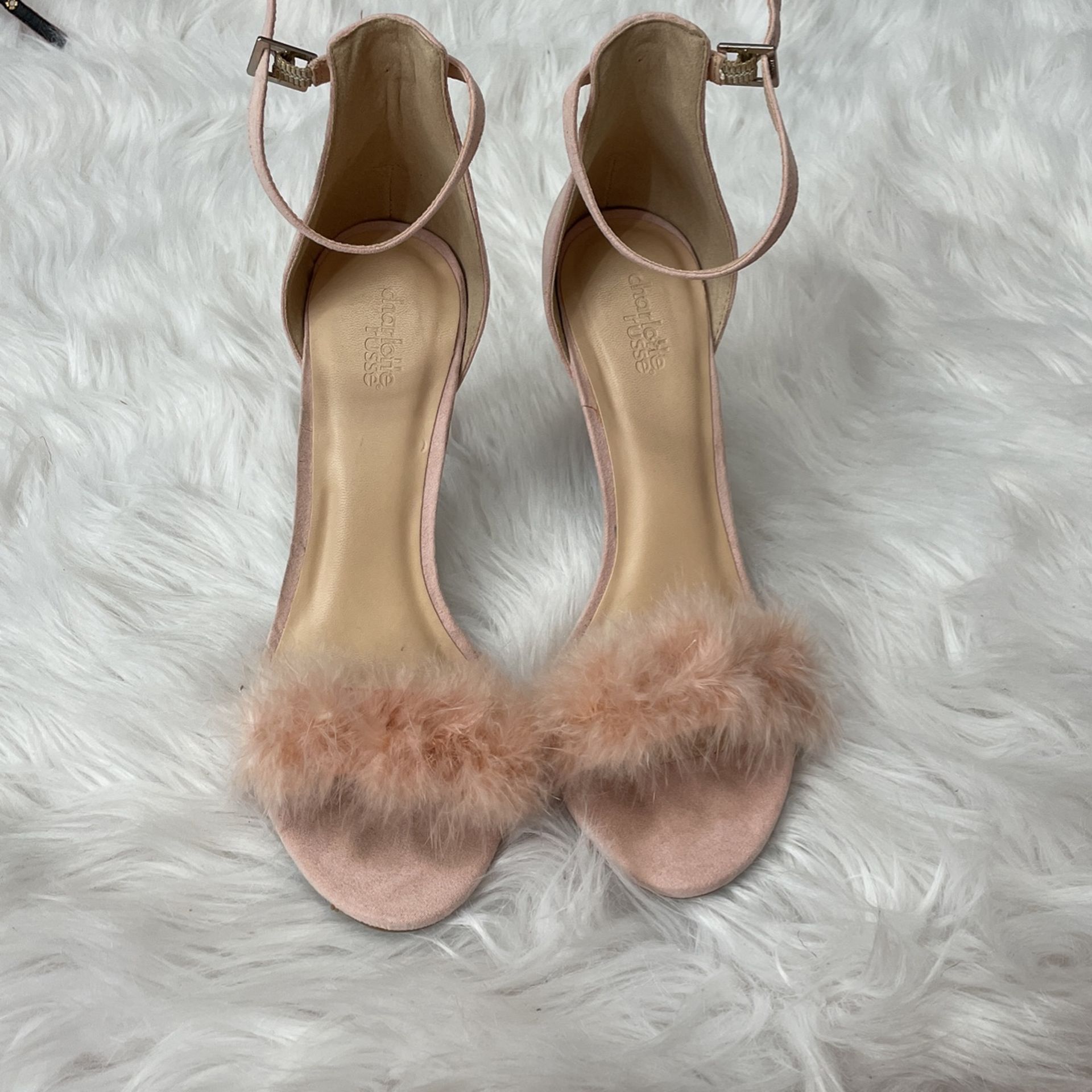 Pink Furry Heels Size 9 