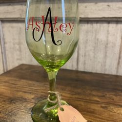 Green “Ashley” Stemmed Wine Glass