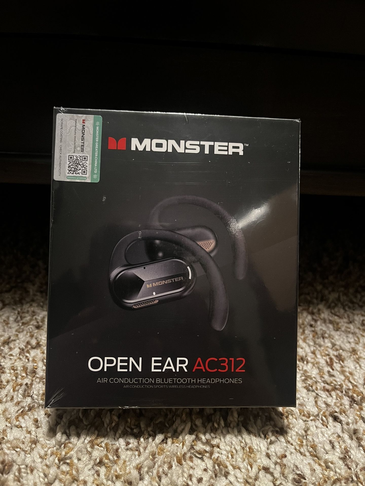 Monster Open Ear AC312 Headphones, Bluetooth 5.4, Wireless Earbuds with ENC Noise-Cancelling Mic, Immersive Stereo Sound by 16mm Large Drivers, Clear