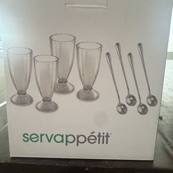 Ice Cream Bowls & Milkshake Glass Set