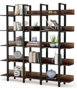 Rustic Triple Wide 5 Tier Bookcase (Great condition!)