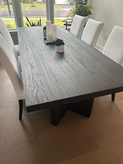 Restoration hardware dining table with 6 chairs
