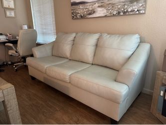 Beige Crème Soft leather Couch
