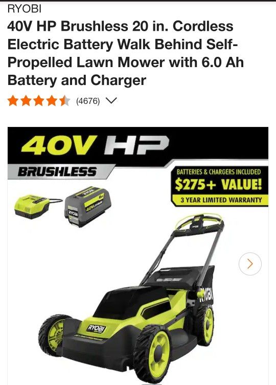 RYOBI
40V HP Brushless 20 in. Cordless