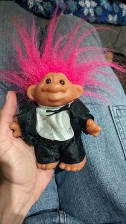 Vintage 1986 DAM Tuxedo Groom Troll Doll 