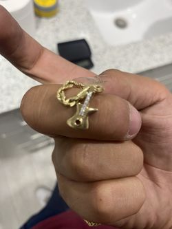14k Gold Coin With 14k Gold Chain And 14k DiamondGuitar Stub With