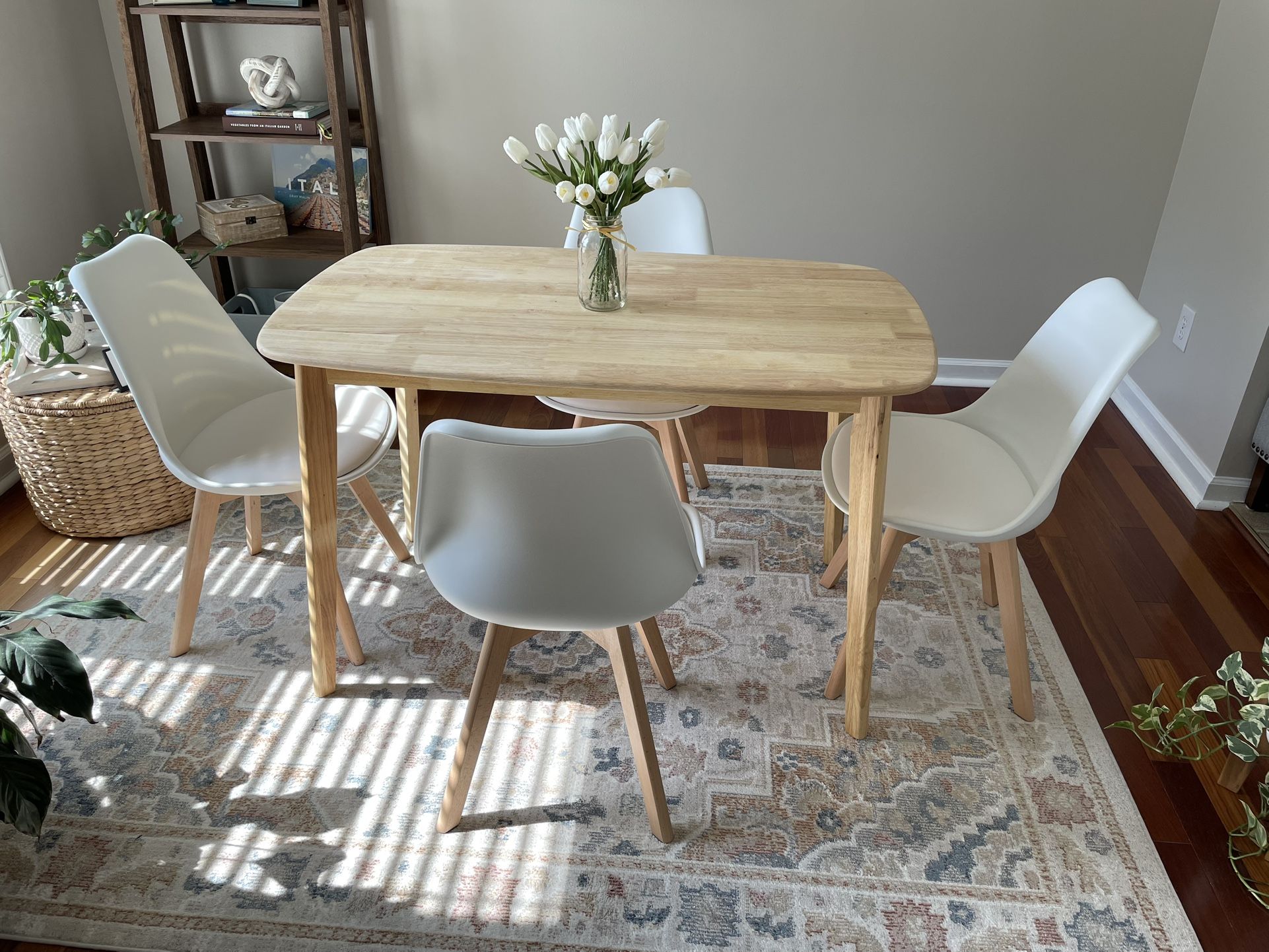 Dining Room Set — Solid Wood Table + 4 Chairs