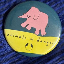 Animals in Danger Elephant Pin Button Vintage Endangered Animals The Body Shop
