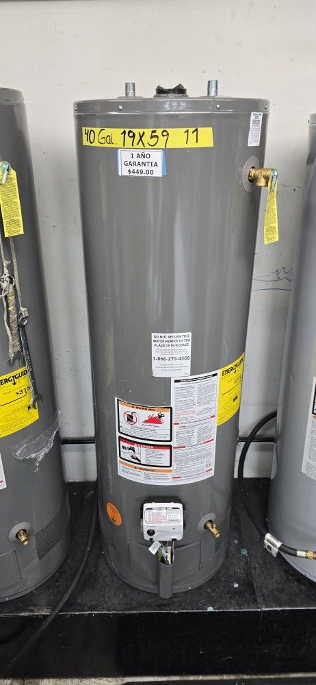 New 40 Gallons Batural Gas Water Heater 1 Year Warranty Garantia Por Escrito