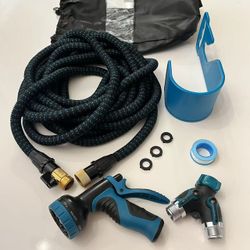 NEW 75 Feet Expandable Water Hose With Split Control Shutoff Valve And  Sprayer Sealing Tape Holder 