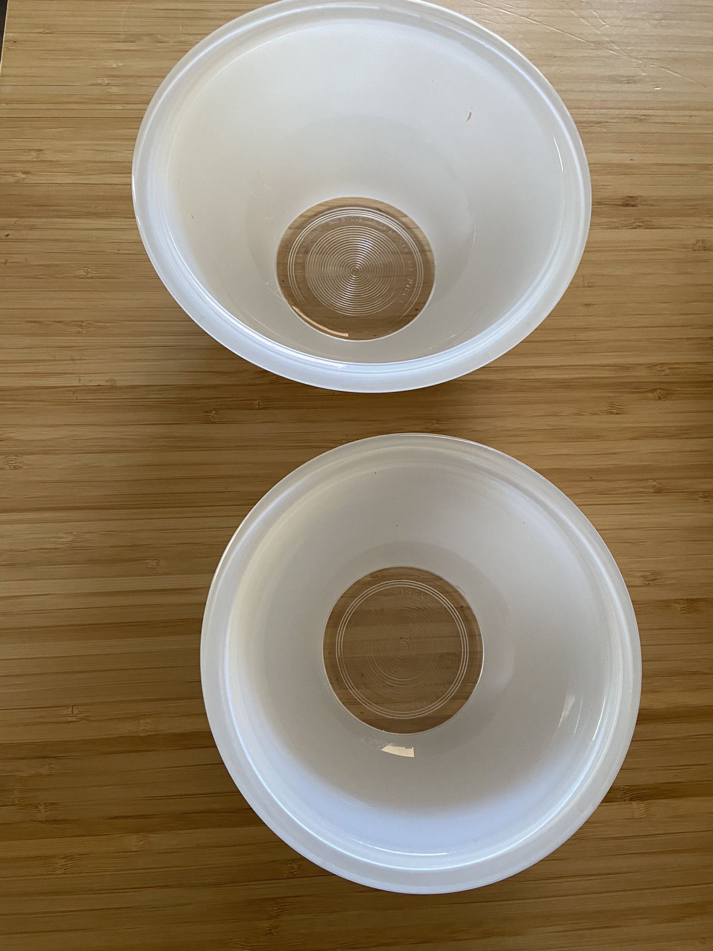 2 Vintage White  Clear Bottom Pyrex Bowls
