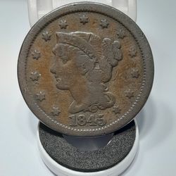 1845 - Braided Hair Large Copper Cent 