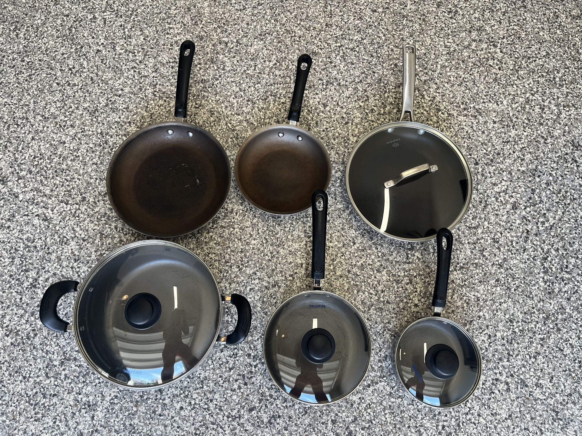 Used Non-Stick WearEver & Calphon Pots & Pans Set