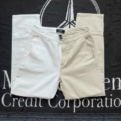 Forever 21 Split Color White & Tan Pants