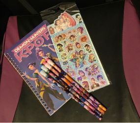 Demon Hunters K-Pop Notebook, Pencils, and Sticker Set