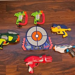 6 Nerf Guns With Elite Digital Target 