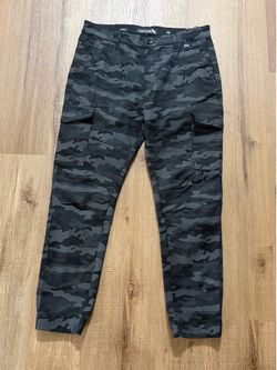 Stone Falcon Slim Fit Camo Cargo Pants – Black/Grey Tactical Jogger | Size 32