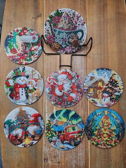Completed Diamond Art Christmas Coasters