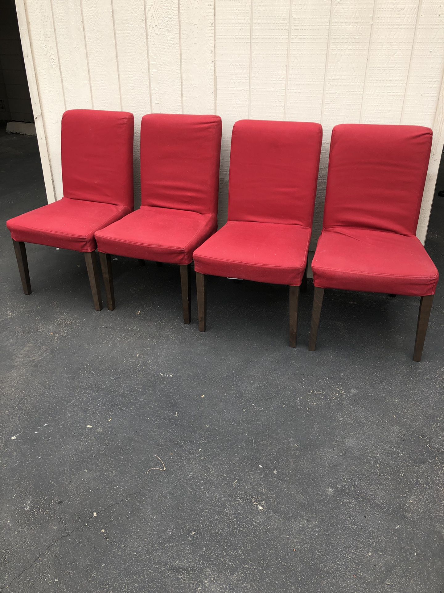 4 IKEA Chairs w/ Red Covers, $15 each