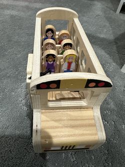 Melissa & Doug Wooden School Bus Vehicle Toy