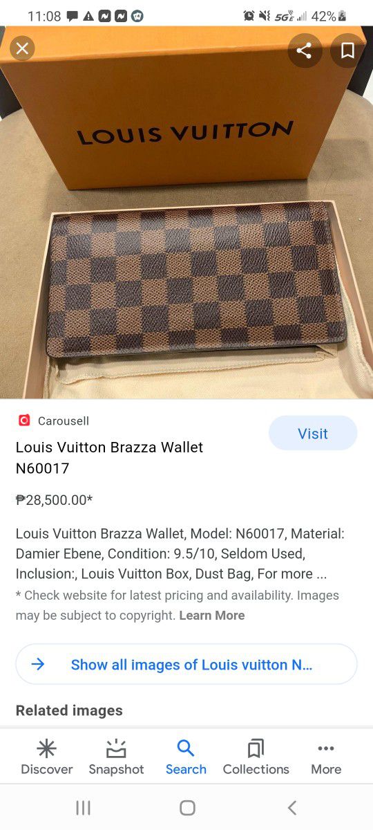 Louis+Vuitton+Damier+Portefeuille+Brazza+Wallet+N60017+Tn4125 for