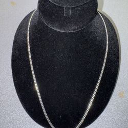 14K White Gold Cuban Necklace 