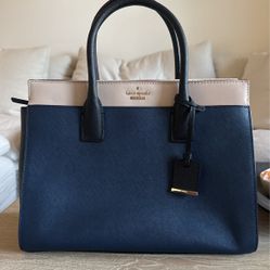 Kate Spade Cameron Medium Size Navy Blue And Cream Handbag