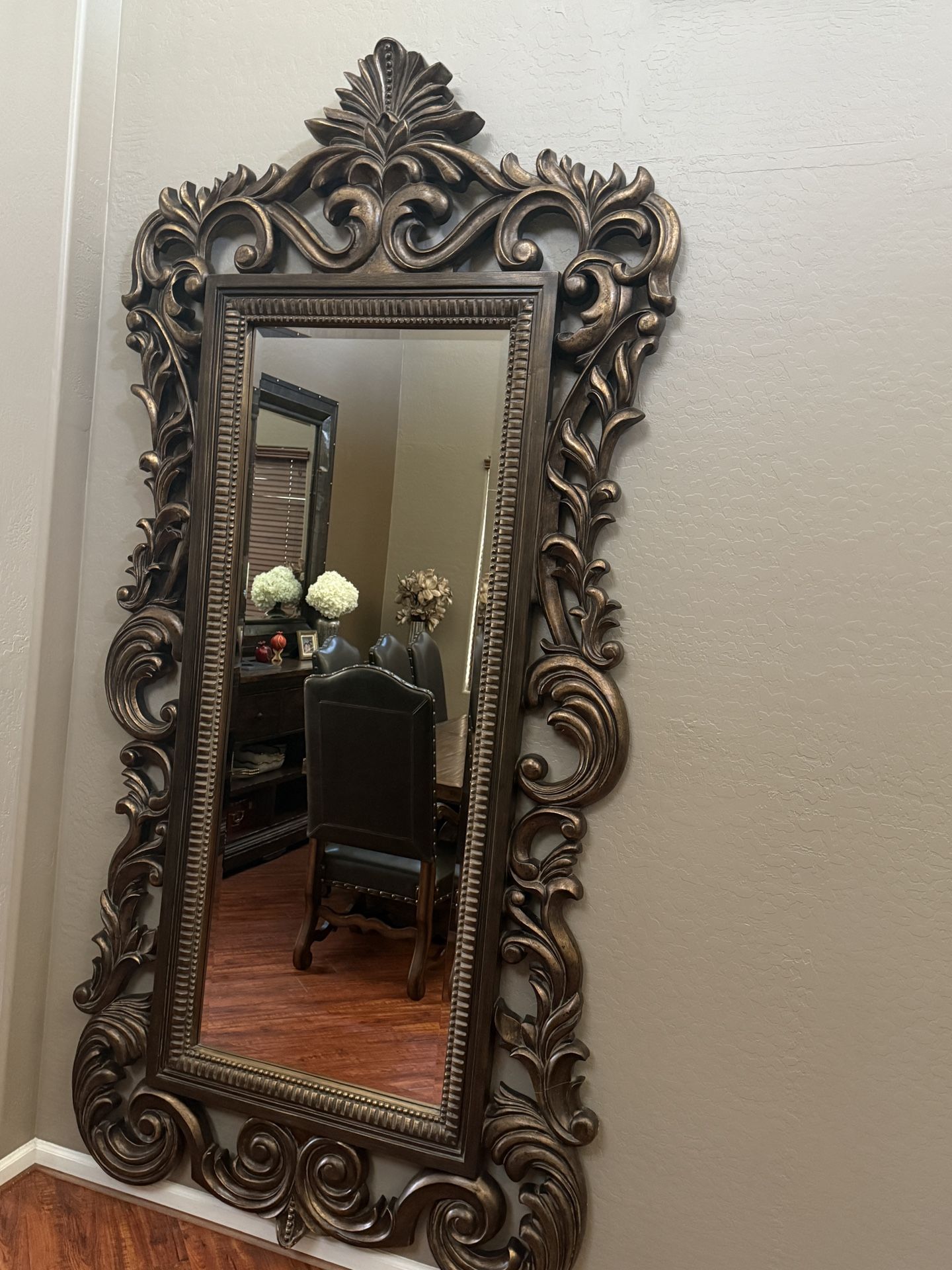 Stunning Oversized Ornate Wall Mirror – Antique Bronze Finish