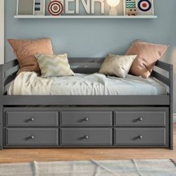Captain Twin Bed And Trundle With 3 Drawers .Mattress not included