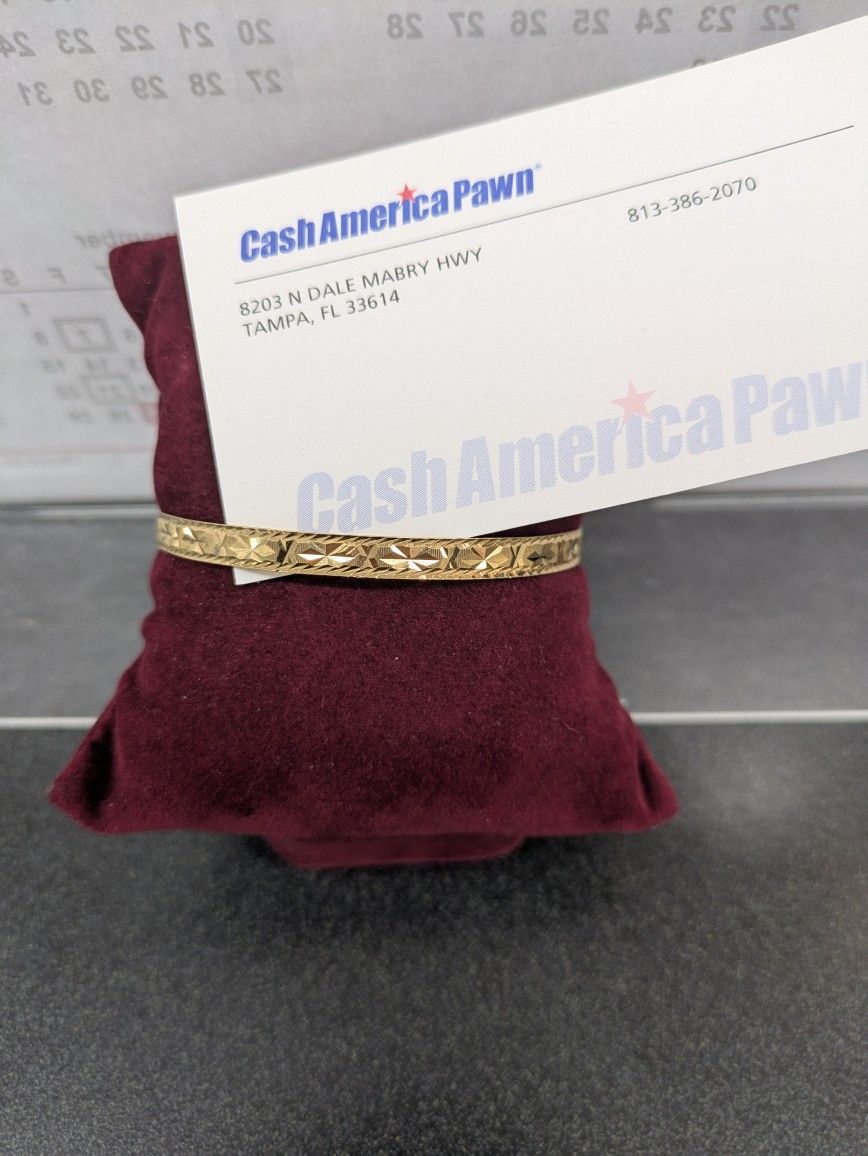 18k Solid Flower Design Bangle Bracelet 6.2g