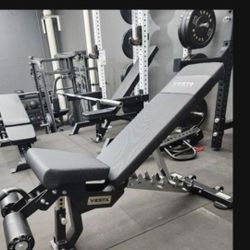🔻 HEAVY DUTY COMMERCIAL GRADE SUPER SOLID  ADJUSTABLE BENCH THAT CAN INCLINE, DECLINE, FLAT AND MILITARY PRESS WITH WHEELS AND LEG PADS ( BRAND NEW )