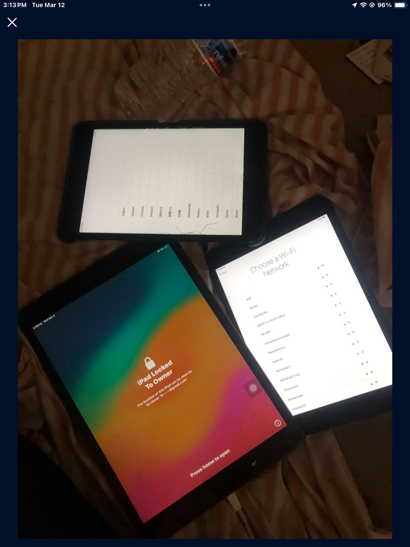 Three Ipads For Parts, Icloud Locked