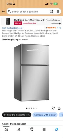 Frestec 3.2 Cu Ft Mini Fridge with Separate Freezer