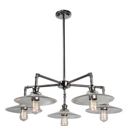 Kenroy Home Ancestry 5-Light Nickel Chandelier with Glass Shade