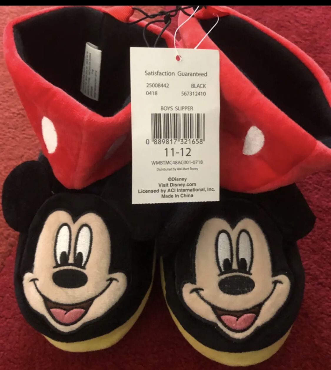 New Mickey Mouse Disney Boot Slippers size 11-12 Boys Toddler (pick up only)
