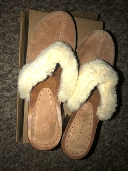 Brown Leather Cloth Clogs