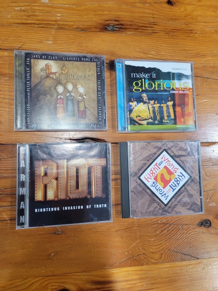 Set Of 4 CDs ~ Carman R.I.O.T., Right From Wrong, City On A Hill, Tommy Walker