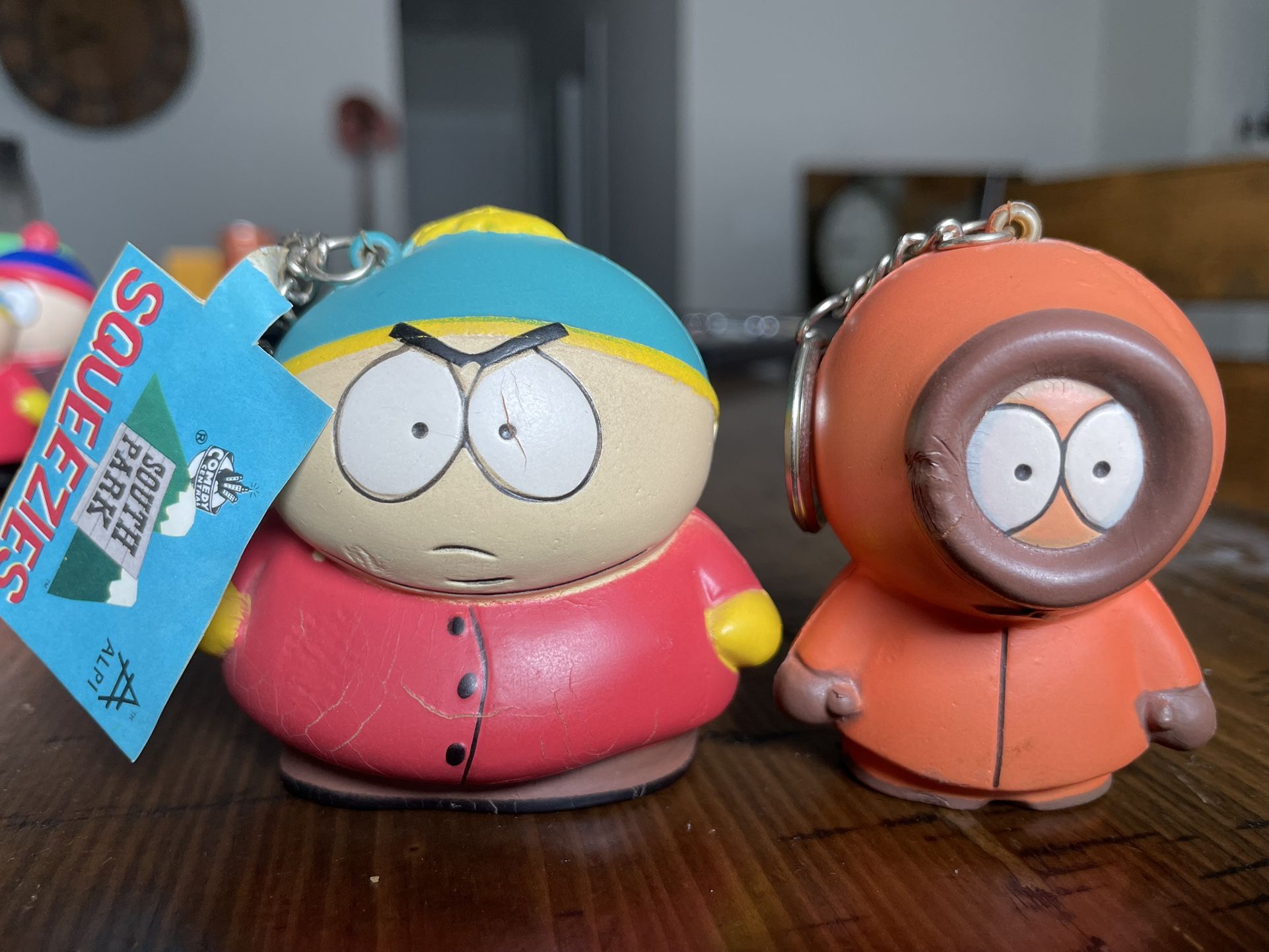 VINTAGE 1998 South Park Squeezies Keychain Figure SET OF 2- CARTMAN & KENNY
