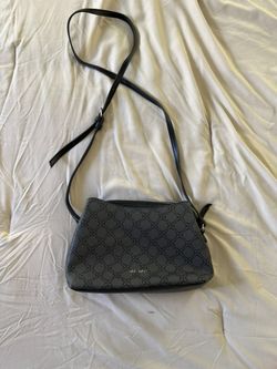 Nine West Black Geometric Logo Monogram Triple Compartment Crossbody Purse