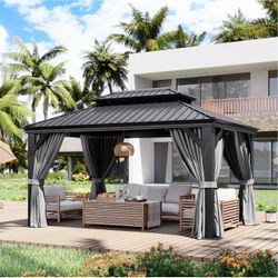 10' X 14' Hardtop Gazebo with Drainage, Aluminum Outdoor Gazebos