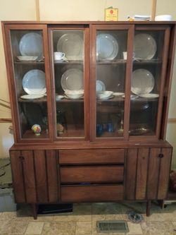 Authentic walnut Mid 20th century China Cabinet and China wear