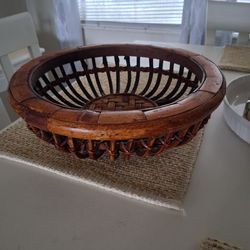 Vtg. Wicker Rattan  Basket