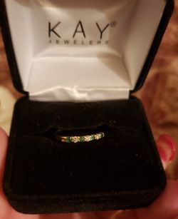 Real 10k Beautiful Natural emerald and real Diamond ring