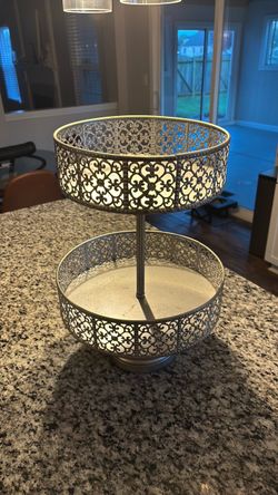 Two-Tier Metal Decorative Tray Stand