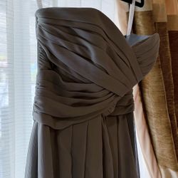 Beautiful Davids Bridal floor Length Strapless Gray Chiffon Dress