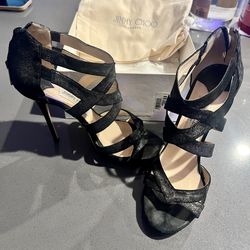 Jimmy Choo Black Sandal Heels - Size 8